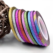 Nouveau 12 couleur 1mm paillettes ongles décapant en ligne bande autocollant Set Art décorations bricolage conseils pour vernis à ongles Gel strass Decorat Jm1(China)