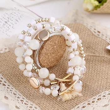Delicate Coffee Bead Chain Bracelet Three Layers Strand Bracelet Clear Bead Decoration Accessory With Tassel
Delicate Coffee Bead Chain Bracelet Three Layers Strand Bracelet Clear Bead Decoration Accessory With Tassel