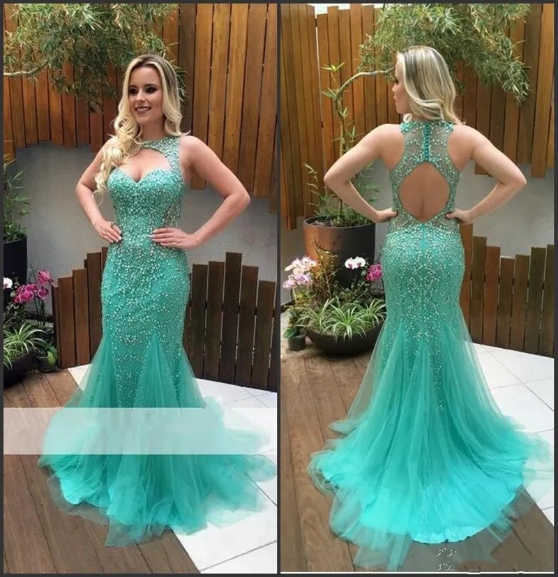 Unique Design Mint Green Prom Dress with Beading Keyhole Back Covered With Buttons Sweep Train Custom Made Evening Gowns Vestido
Unique Design Mint Green Prom Dress with Beading Keyhole Back Covered With Buttons Sweep Train Custom Made Evening Gowns Vestido