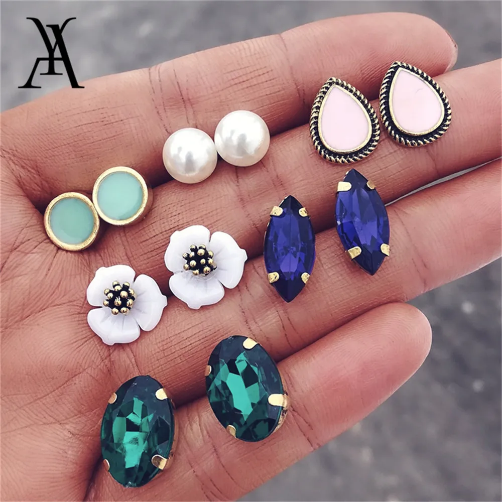 Cute Crystal Stud Mixed Earrings Set for Women Trendy Rhinestone Flower Geometric Round Simulated Pearl Studs 2018 NEW Gift
Cute Crystal Stud Mixed Earrings Set for Women Trendy Rhinestone Flower Geometric Round Simulated Pearl Studs 2018 NEW Gift