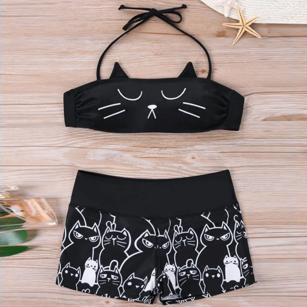 Women Girls Strappy Kitty Bikini Sexy Two Piece Swimsuit Halter Shorts Set Padded Bathing Skinny Swimsuit Swimwear
Women Girls Strappy Kitty Bikini Sexy Two Piece Swimsuit Halter Shorts Set Padded Bathing Skinny Swimsuit Swimwear