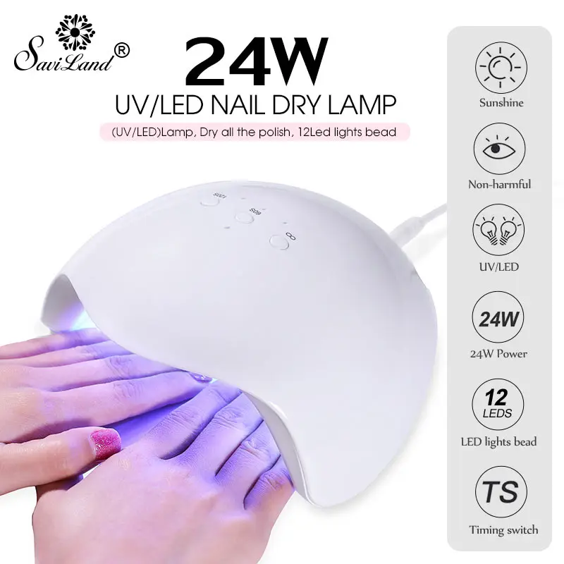 Saviland UV Led Lamp 24W Nail Dryer for All Types Gel Varnish12 Leds UV Lamp for Nail Machine Curing Timer USB Connector Tools
Saviland UV Led Lamp 24W Nail Dryer for All Types Gel Varnish12 Leds UV Lamp for Nail Machine Curing Timer USB Connector Tools