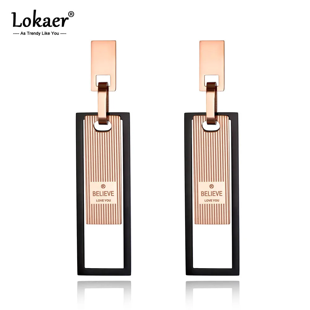 Lokaer Trendy Stainless Steel Black/Rose Gold Geometric Stud Earrings Believe Love You Creative Jewelry For Women Girl E19083
Lokaer Trendy Stainless Steel Black/Rose Gold Geometric Stud Earrings Believe Love You Creative Jewelry For Women Girl E19083