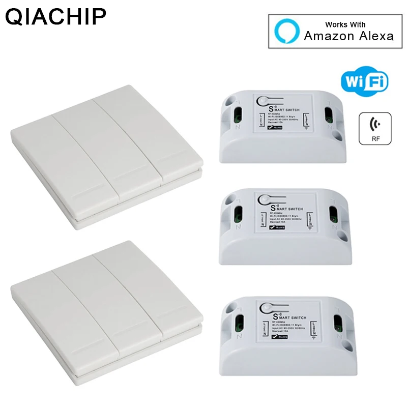 

QIACHIP WiFi Switch Wireless Remote Control Relay Module Smart Home Automation Universal Lights Switches Works With Amazon Alexa