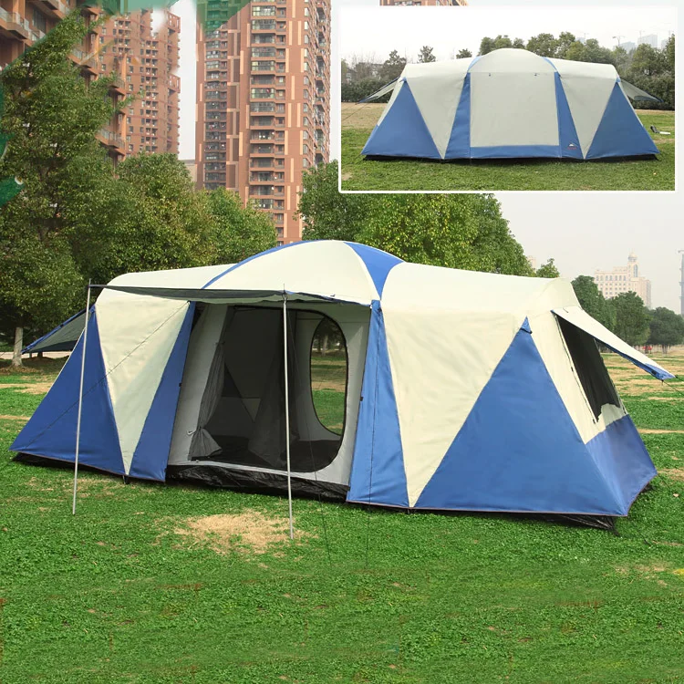 

8 10 12 person 2 bedrooms 1 living room huge anti rain Sunshade shelter awning family hiking fishing beach outdoor camping tent
