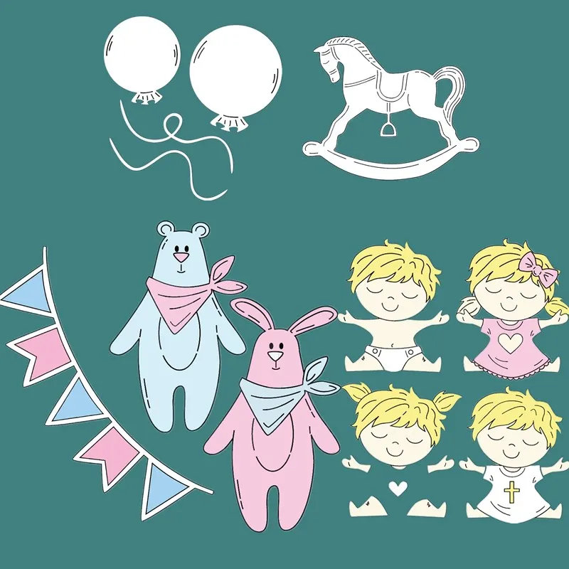 Baby Toys Balloon Bear Wooden Horse Metal Cutting Dies Stencils For DIY Scrapbooking Decoration Embossing Card Craft Die Cut
Baby Toys Balloon Bear Wooden Horse Metal Cutting Dies Stencils For DIY Scrapbooking Decoration Embossing Card Craft Die Cut
