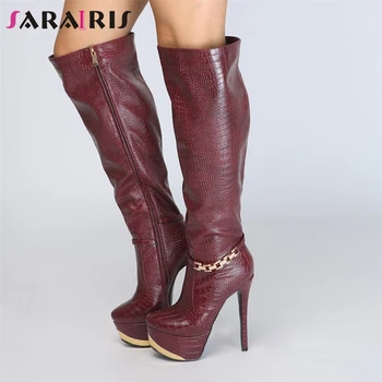 SARAIRIS New Metal Decoration Chain Zip Round Toe Platform Shoes Woman Casual Party Winter Knee High Boots Plus Size 34-47
SARAIRIS New Metal Decoration Chain Zip Round Toe Platform Shoes Woman Casual Party Winter Knee High Boots Plus Size 34-47