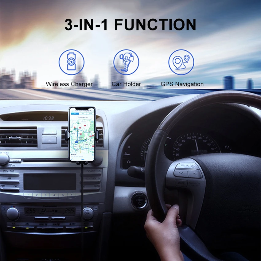 Aimitek Qi 10W Fast Wireless Charger Car Phone Holder-4