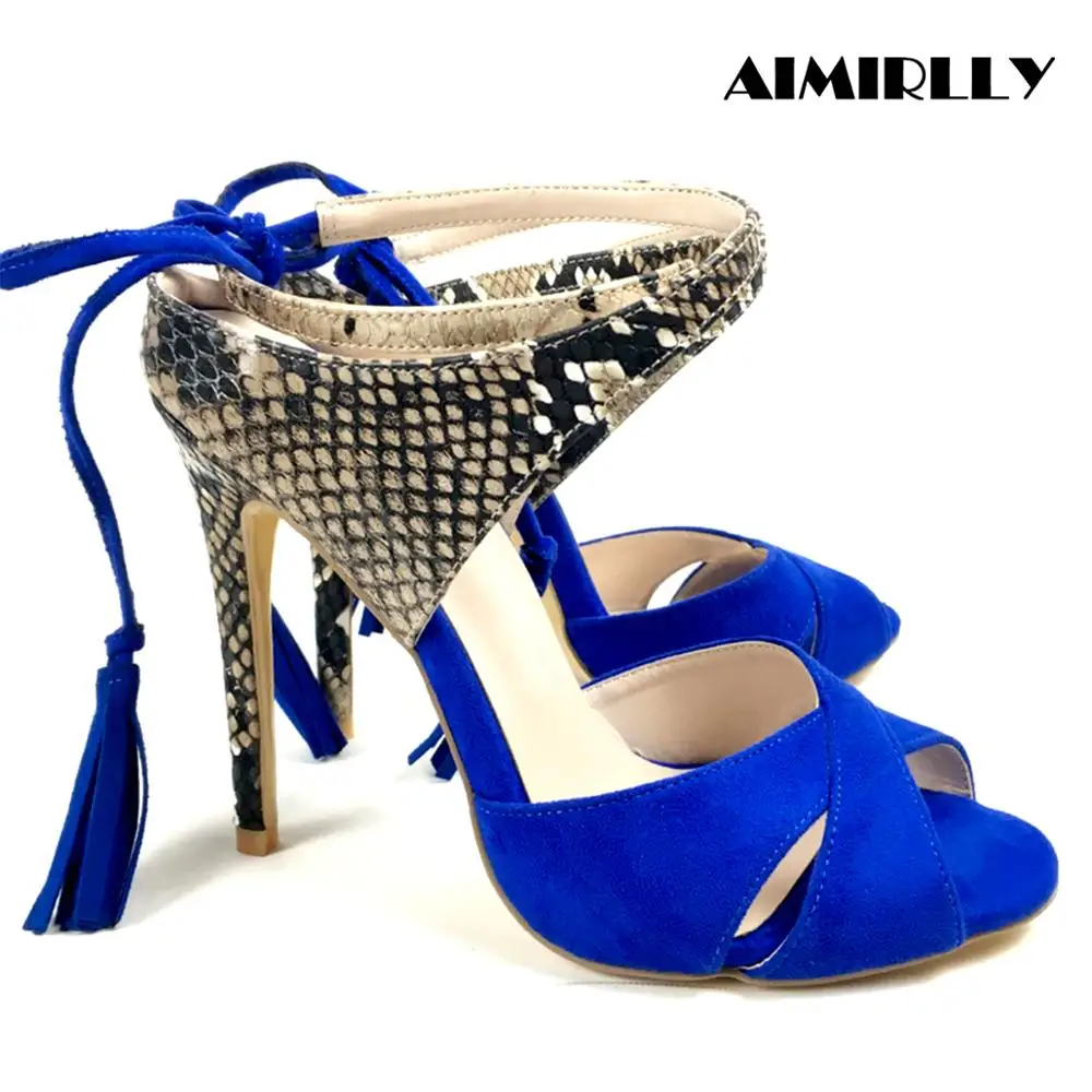 Aimirlly Summer Shoes Women Peep Toe High Heel Sandals Snakeskin Pattern Ankle Strap Back Tassels Blue
Aimirlly Summer Shoes Women Peep Toe High Heel Sandals Snakeskin Pattern Ankle Strap Back Tassels Blue
