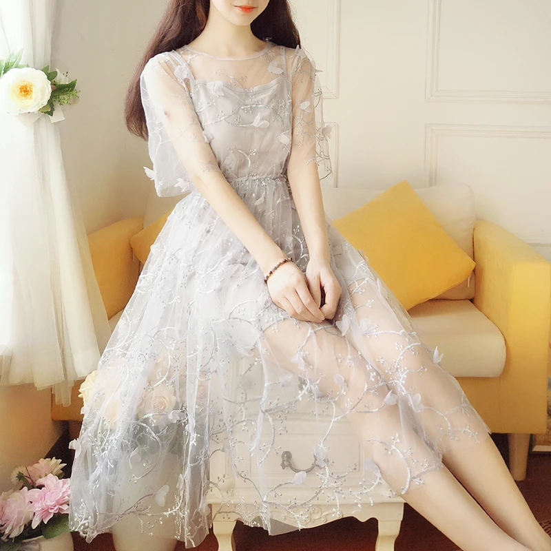 Korean Fashion Sweet Summer Women Floral Dress Round Neck Two Pieces Princess Elegant Vestidos Short Sleeve Lace Holiday Dress
Korean Fashion Sweet Summer Women Floral Dress Round Neck Two Pieces Princess Elegant Vestidos Short Sleeve Lace Holiday Dress