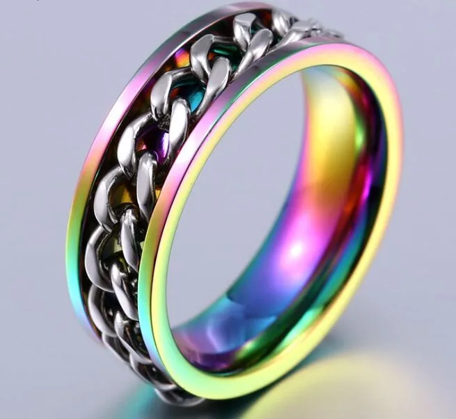 2017 Fashion Jewelry Real Cool 4 Colors Biker Chains Roation Band Ring Good Quality 316L Stainless Steel | Украшения и аксессуары