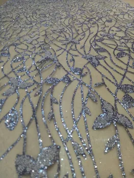 Silver glitter sequins French lace fabric PWD18102721 African tulle embroidery for wedding dress
Silver glitter sequins French lace fabric PWD18102721 African tulle embroidery for wedding dress