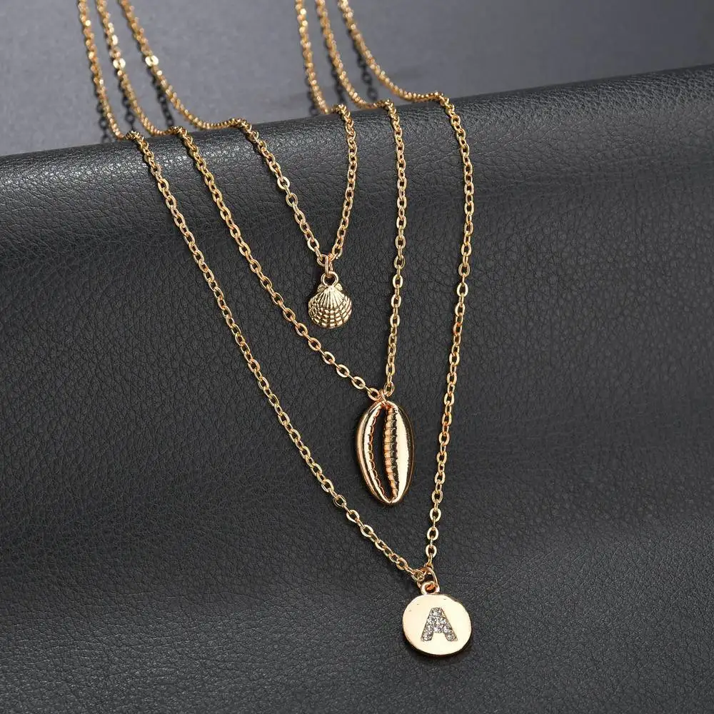 2019 New Multi Layer Shell Scallop letter A Pendant Necklaces For Women Beach Jewelry Boho Gold Color Alloy Link Chain Necklace
2019 New Multi Layer Shell Scallop letter A Pendant Necklaces For Women Beach Jewelry Boho Gold Color Alloy Link Chain Necklace