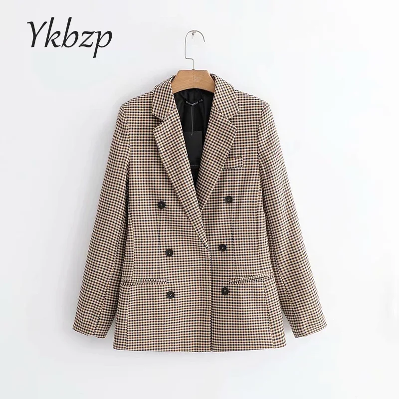 Women's suit jacket 2019 autumn new large size check double-breasted suit ladies jacket casual women's clothing
Women's suit jacket 2019 autumn new large size check double-breasted suit ladies jacket casual women's clothing