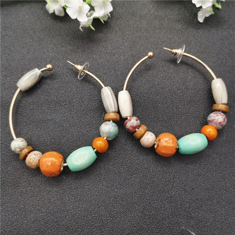Vintage Gold Color Acrylic Wood Hoop Earring for Women Big Circle Statement Earrings 2019 Bohemia Colorful Bead Brincos Jewelry
Vintage Gold Color Acrylic Wood Hoop Earring for Women Big Circle Statement Earrings 2019 Bohemia Colorful Bead Brincos Jewelry