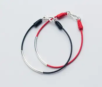 1pc Men's Women's 100% Real. 925 Sterling Silver Jewelry Tube Arch Bar Black Red Cord Chain Bracelet for couples' GTLS472
1pc Men's Women's 100% Real. 925 Sterling Silver Jewelry Tube Arch Bar Black Red Cord Chain Bracelet for couples' GTLS472