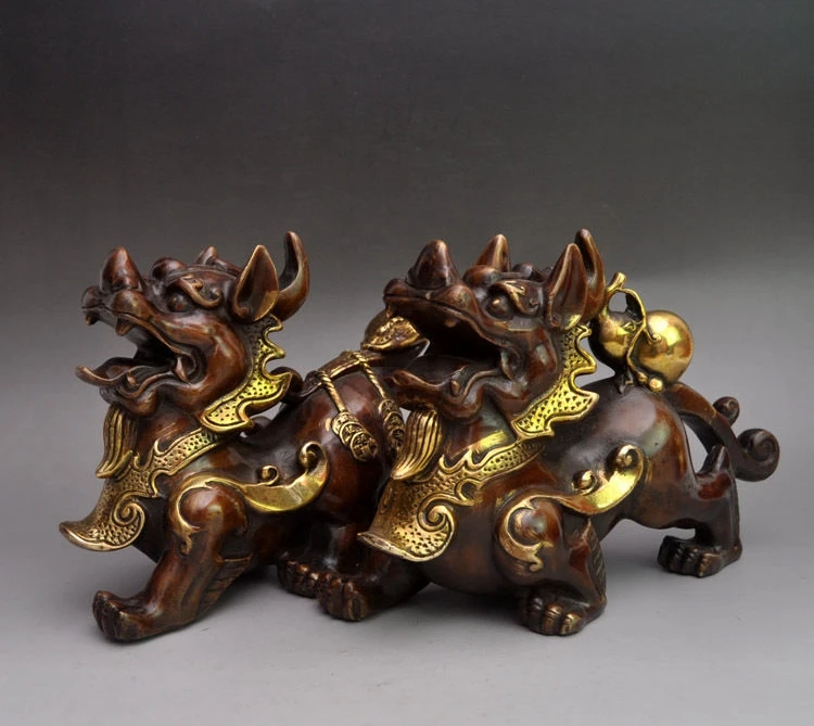 Chinese Royal FengShui Bronze Gild Gourd Ruyi Unicorn Kirin Kylin statue Pair a 0518
Chinese Royal FengShui Bronze Gild Gourd Ruyi Unicorn Kirin Kylin statue Pair a 0518