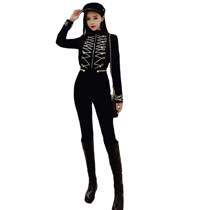 Women Two Piece Set Golden Embroidery Zipper Front Short Jacket Coat + Pencil Bootcuts Pant Set Crop Top Streetwear Runway Suit
Women Two Piece Set Golden Embroidery Zipper Front Short Jacket Coat + Pencil Bootcuts Pant Set Crop Top Streetwear Runway Suit