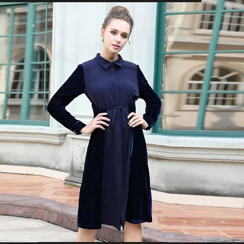 2017Autumn Winter Fashion ladies elegant dress gold velvet patchwork turn down collar cultivating casual vestido Plus sizeXXXXXL
2017Autumn Winter Fashion ladies elegant dress gold velvet patchwork turn down collar cultivating casual vestido Plus sizeXXXXXL