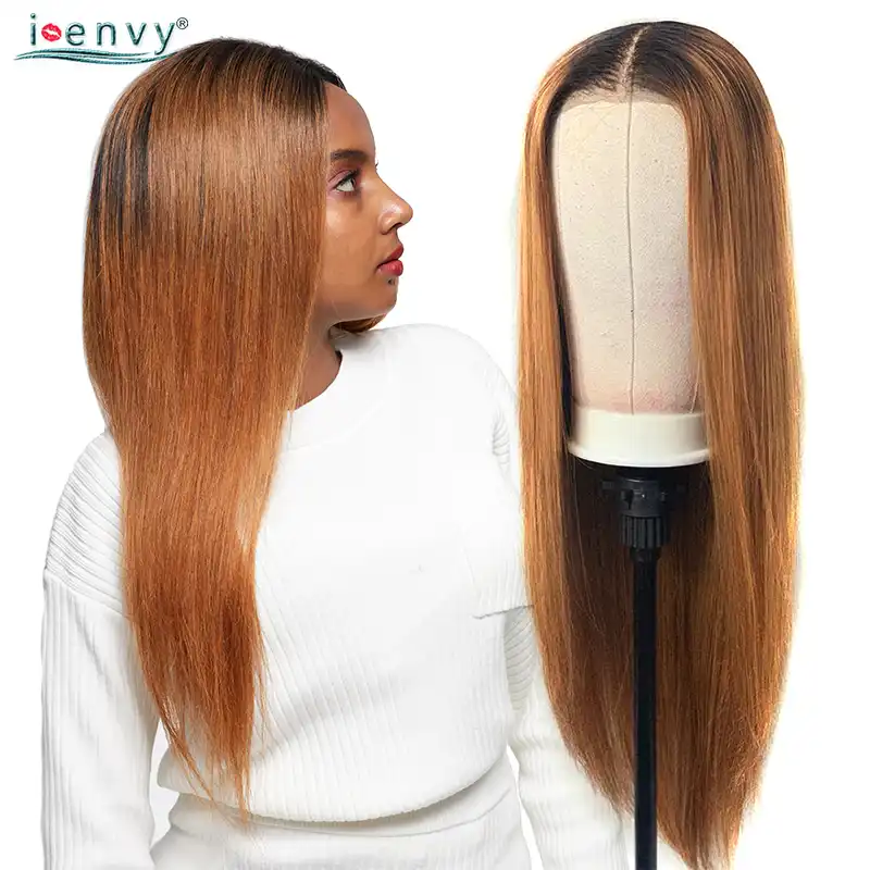 Ienvy Ginger Blonde Lace Front Wigs Ombre Brazilian Straight Wig