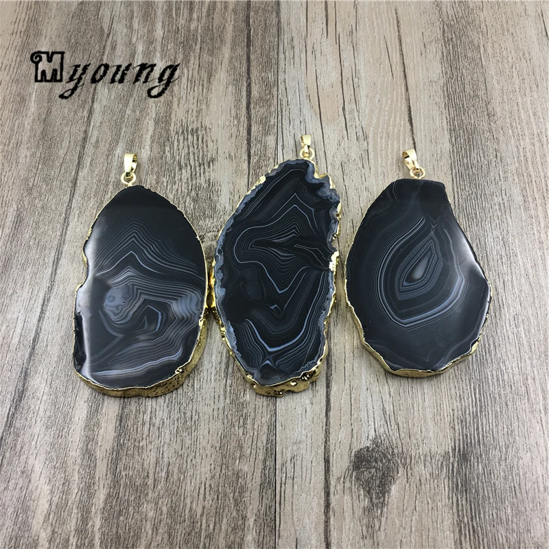 Large Freeform Black White Banded Agates Slice Pendant,Stripped Agates charm Gold Edges and Bail For Necklace Jewelry MY1511
Large Freeform Black White Banded Agates Slice Pendant,Stripped Agates charm Gold Edges and Bail For Necklace Jewelry MY1511