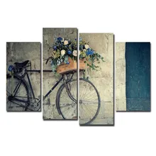 Bike Oil Painting And Get Free Shipping On Aliexpress Com 2017 Jie Do Art 4 Pieces Canvas Painting Vintage Home Decor Print Retro Bike Oil