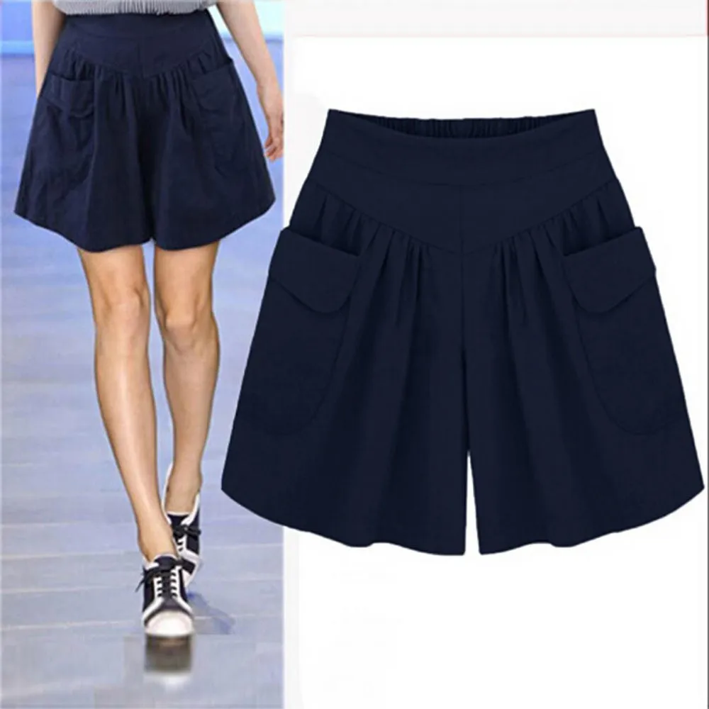 

Women Shorts Plus Size 5xl Solid Loose Hot Tooling modis Brief Vintage Pockets Summer Casual Short Feminino Spodenki#10