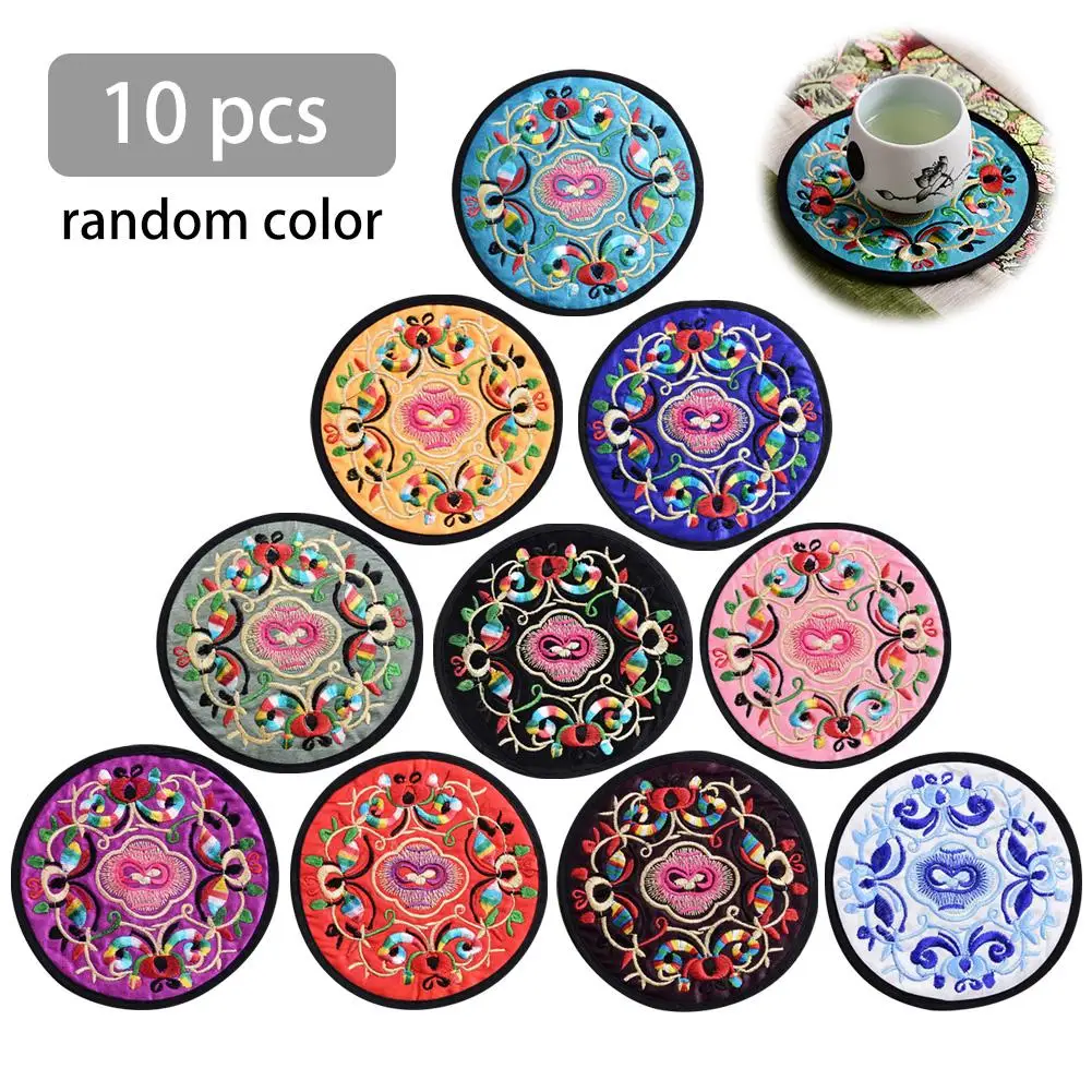 10 Pieces Round Cup Mat Drink Coasters Embroidered Cloth Mug Holder Mats For Coffee Table Tabletop Vintage Ethnic Floral Style
10 Pieces Round Cup Mat Drink Coasters Embroidered Cloth Mug Holder Mats For Coffee Table Tabletop Vintage Ethnic Floral Style