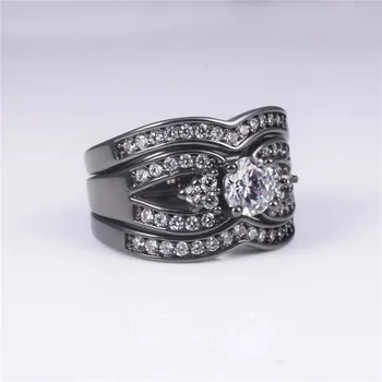 Fashion Black gold Simulated Diamond CZ ring finger set 3-in-1 new design jewelry for women Engagement Wedding ring gift SZ 5-10
Fashion Black gold Simulated Diamond CZ ring finger set 3-in-1 new design jewelry for women Engagement Wedding ring gift SZ 5-10