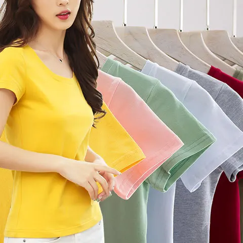 T-shirt short-sleeved women's 2019 summer new round-collar plain cotton thin and solid-colored jersey mesh top
T-shirt short-sleeved women's 2019 summer new round-collar plain cotton thin and solid-colored jersey mesh top