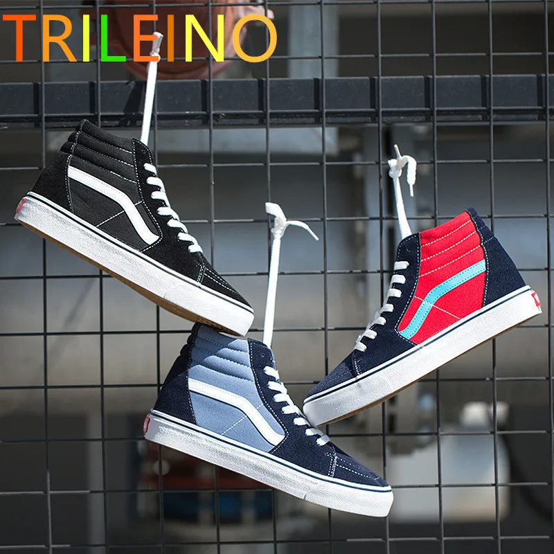 TRILEINO Classic men women's mid Ginger Skateboarding Shoes High-top sk8 Navy blue canvas shoes black Sports Shoes sneaker shoes
TRILEINO Classic men women's mid Ginger Skateboarding Shoes High-top sk8 Navy blue canvas shoes black Sports Shoes sneaker shoes