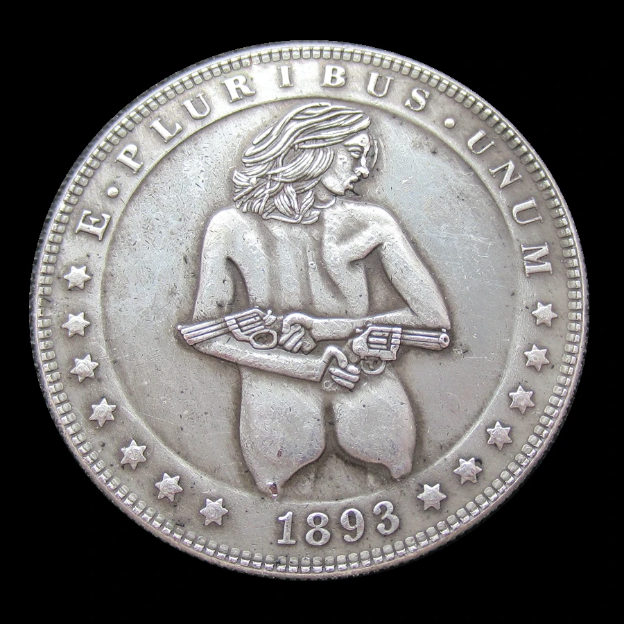 Hobo Coins Carved Naked Woman 1893 Back with Different Mintmark CC/P Morgan Toned Dollar Coins Costom
Hobo Coins Carved Naked Woman 1893 Back with Different Mintmark CC/P Morgan Toned Dollar Coins Costom
