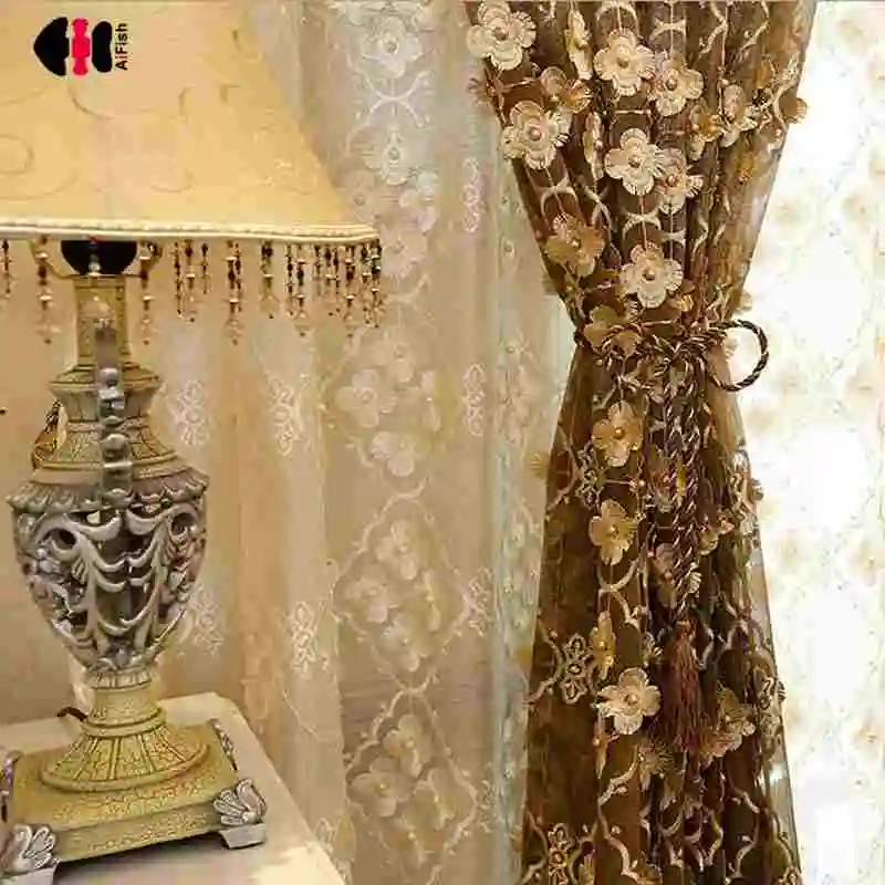 European Luxury Four Leaf Clover Pearl Embroidered Beige Coffee Curtains Tulle Wedding Nursery Window Treatment Gauze WP369C
European Luxury Four Leaf Clover Pearl Embroidered Beige Coffee Curtains Tulle Wedding Nursery Window Treatment Gauze WP369C