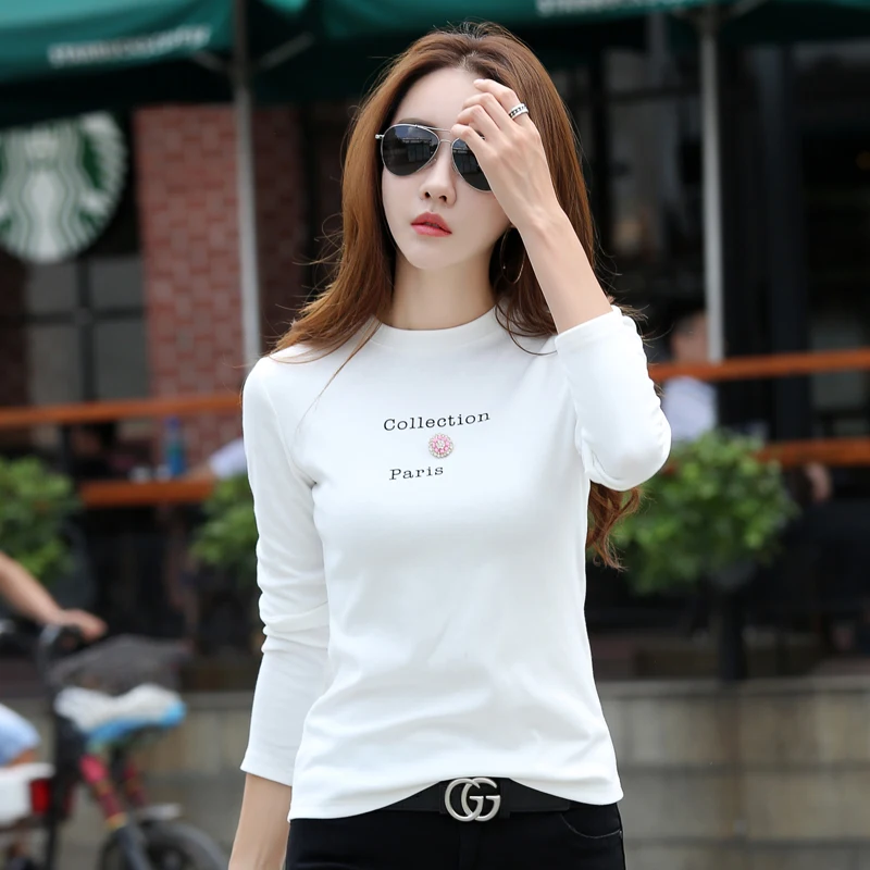 New Design T Shirt Women Long Sleeve Cotton T-shirts Autumn Winter Tops Tees Fashion Appliques Letter Print Female T-shirt Shirt
New Design T Shirt Women Long Sleeve Cotton T-shirts Autumn Winter Tops Tees Fashion Appliques Letter Print Female T-shirt Shirt