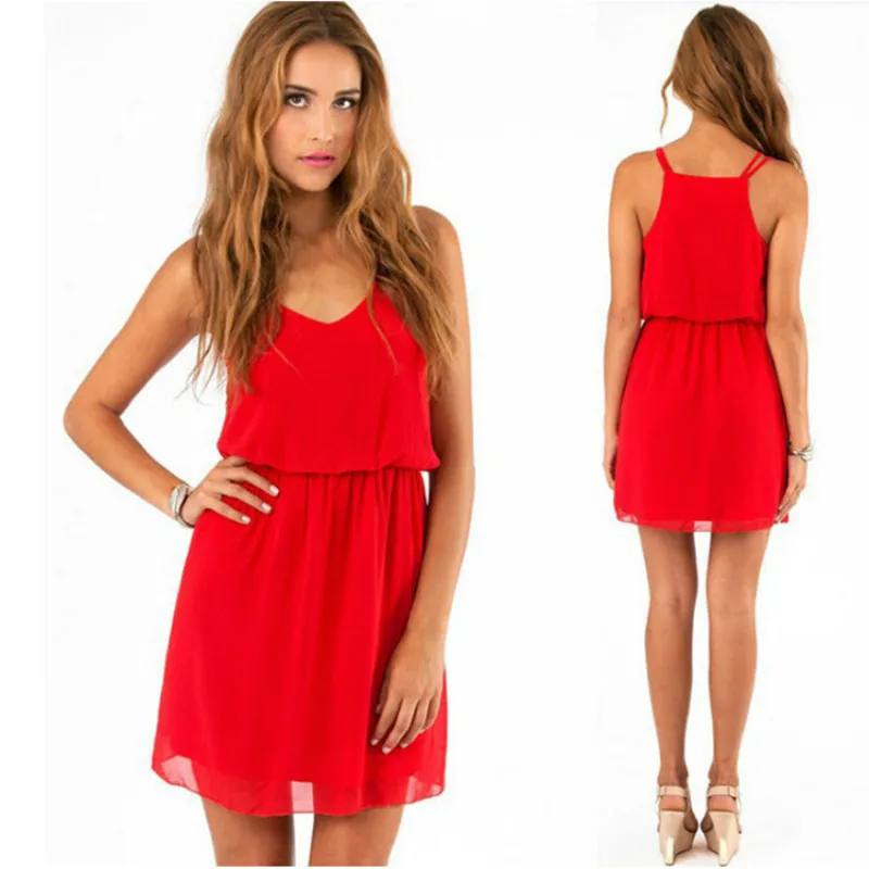 Sexy V Neck Beach Dress Summer Chiffon Party Dress Women Sleeveless Red Black Sweet Mini Dresses Plus Size
Sexy V Neck Beach Dress Summer Chiffon Party Dress Women Sleeveless Red Black Sweet Mini Dresses Plus Size