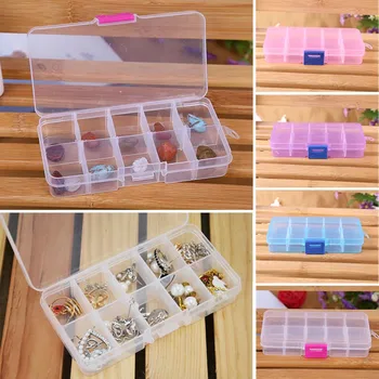 ZMHEGW 4 Colors 10 Grids Jewelry Storage Box Plastic