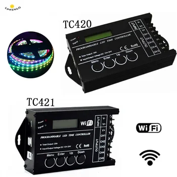 WIF Time programable RGB LED Controller TC421 TC420 DC12V/24V 5Channel Total Output 20A Common Anode Programmable for Led Strip
WIF Time programable RGB LED Controller TC421 TC420 DC12V/24V 5Channel Total Output 20A Common Anode Programmable for Led Strip