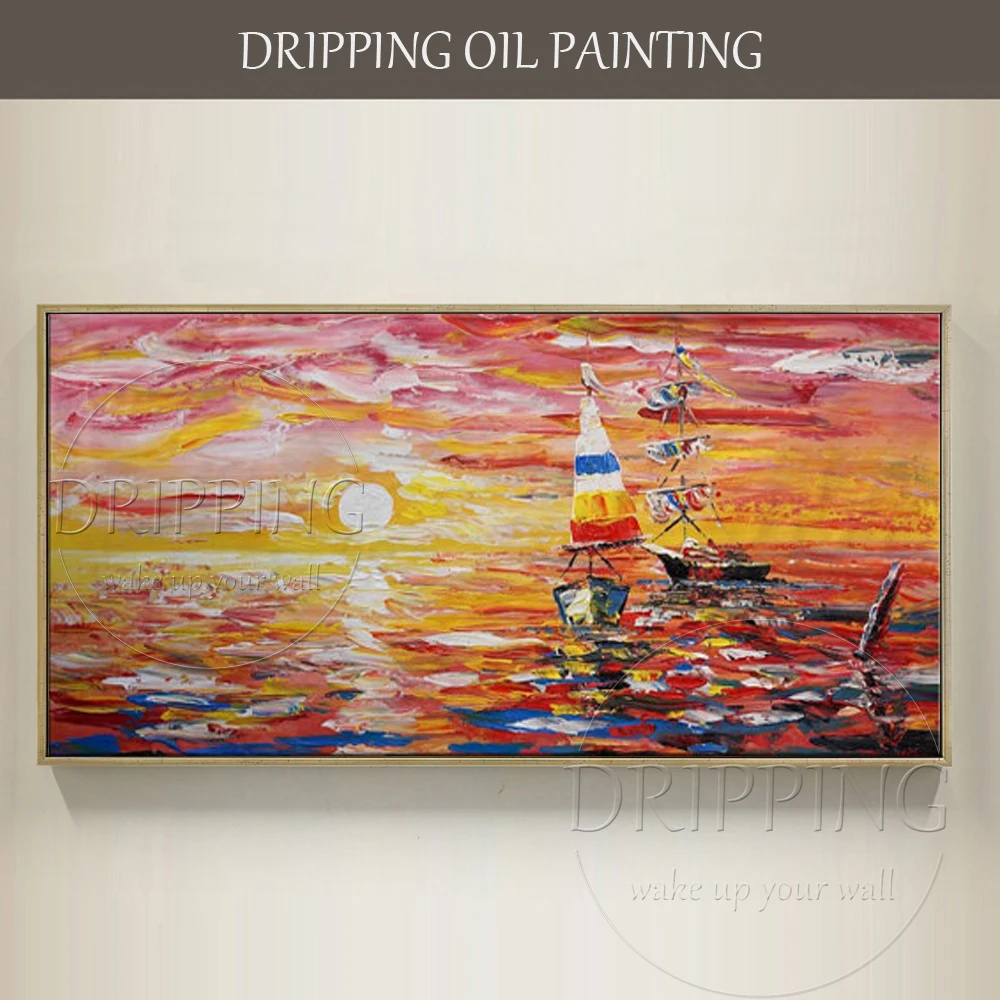 Pure Hand-painted Modern Abstract Wall Art Sailboat Oil Painting on Canvas Abstract Sunset Landscape Sailboats Oil Painting
Pure Hand-painted Modern Abstract Wall Art Sailboat Oil Painting on Canvas Abstract Sunset Landscape Sailboats Oil Painting