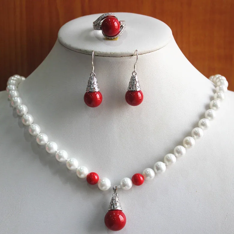 birthday gift! jewelry set!Wholesale Women's 8mm white and red pearl Necklace earring ring(7/8/9) set #225
birthday gift! jewelry set!Wholesale Women's 8mm white and red pearl Necklace earring ring(7/8/9) set #225