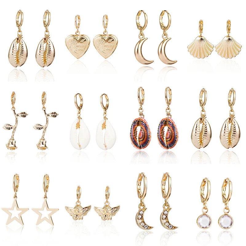 Moon Summer Vintage Beach Bohemian Earring Jewelry Heart Fashion Stars Circle Drop Earrings Flower Women Shell
Moon Summer Vintage Beach Bohemian Earring Jewelry Heart Fashion Stars Circle Drop Earrings Flower Women Shell