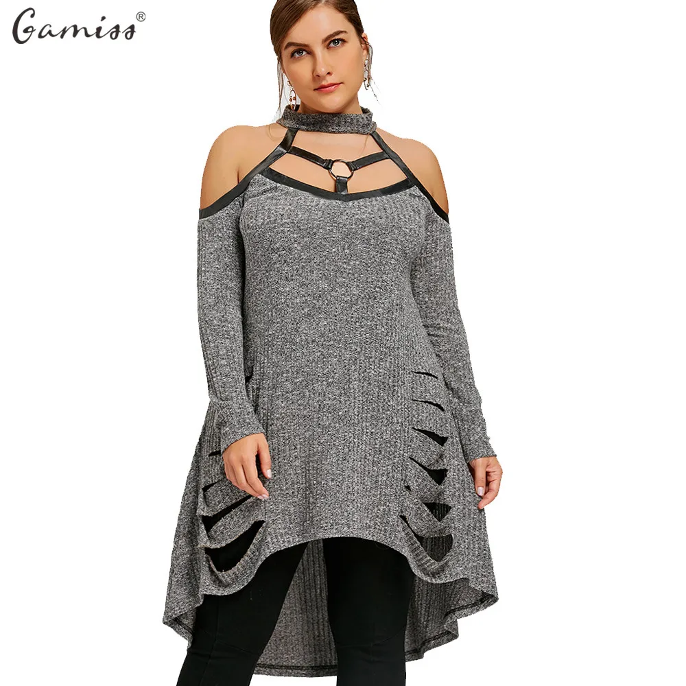 Wipalo Women Plus Size Cold Shoulder Ripped Tunic Top Dress Spring Autumn Female Mini Knitting Dresses PU Leather Trim Vestidos
Wipalo Women Plus Size Cold Shoulder Ripped Tunic Top Dress Spring Autumn Female Mini Knitting Dresses PU Leather Trim Vestidos