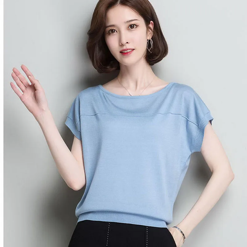 2019 Women Summer Short Sleeve Cool Shirt Tops Knitted Elastic Ladies Pull Female Korea Pullovers Fashion Street Tops Female
2019 Women Summer Short Sleeve Cool Shirt Tops Knitted Elastic Ladies Pull Female Korea Pullovers Fashion Street Tops Female