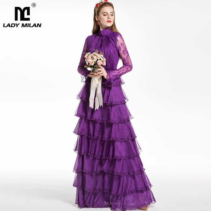 New Arrival 2019 Women's Stand Collar Long Sleeves Lace Ruched Patchwork Tiered Ruffles Party Prom Designer Maxi Dresses
New Arrival 2019 Women's Stand Collar Long Sleeves Lace Ruched Patchwork Tiered Ruffles Party Prom Designer Maxi Dresses