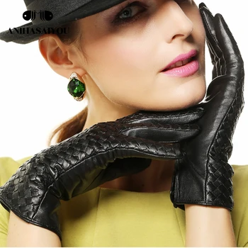 Winter leather gloves women warm thin lining fashion woven women leather gloves sheepskin genuine leather winter gloves - L118
Winter leather gloves women warm thin lining fashion woven women leather gloves sheepskin genuine leather winter gloves - L118