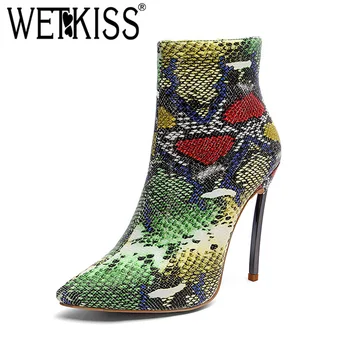 WETKISS Snake Print Unusual High Heels Women Boots Pointed Toe Zip Footwear Ankle Female Boot Fashion Shoes Woman 2018 Winter
WETKISS Snake Print Unusual High Heels Women Boots Pointed Toe Zip Footwear Ankle Female Boot Fashion Shoes Woman 2018 Winter