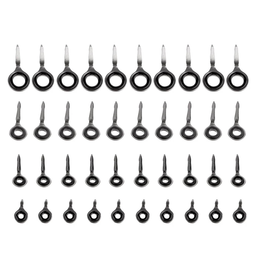 40pcs Raft Fishing Rod Eyes Ceramic Rings Rod Guides Tip Tops 3# 4# 5# 6#