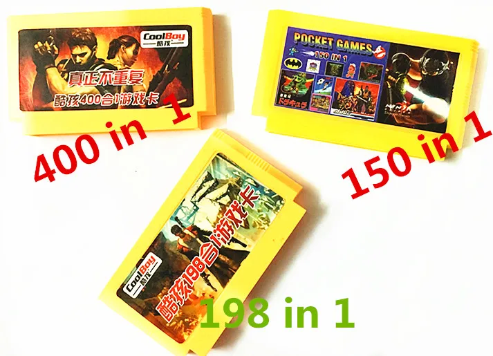 3PCS / Lot (400 in 1 Game Cartridge + 198 in 1 Game Card+150 in 1 Game Cart) Real No Repeat 8 Bit Game Card 
3PCS / Lot (400 in 1 Game Cartridge + 198 in 1 Game Card+150 in 1 Game Cart) Real No Repeat 8 Bit Game Card