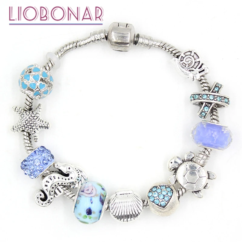 Newest Sealife Ocean Style Starfish Seahorse Shell Turtle Snail European Lampwork Bead Bracelet for Women Jewelry Bijoux Pulsera
Newest Sealife Ocean Style Starfish Seahorse Shell Turtle Snail European Lampwork Bead Bracelet for Women Jewelry Bijoux Pulsera