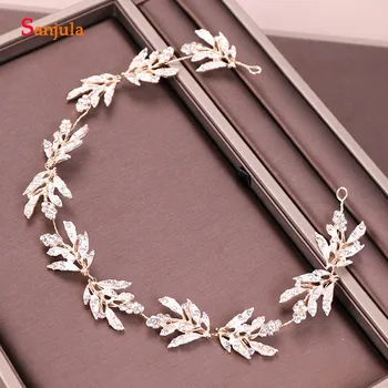 Shinny Crystals Gold Leaves Headband Bride Wedding Head Chain accesorios para boda T138 
Shinny Crystals Gold Leaves Headband Bride Wedding Head Chain accesorios para boda T138