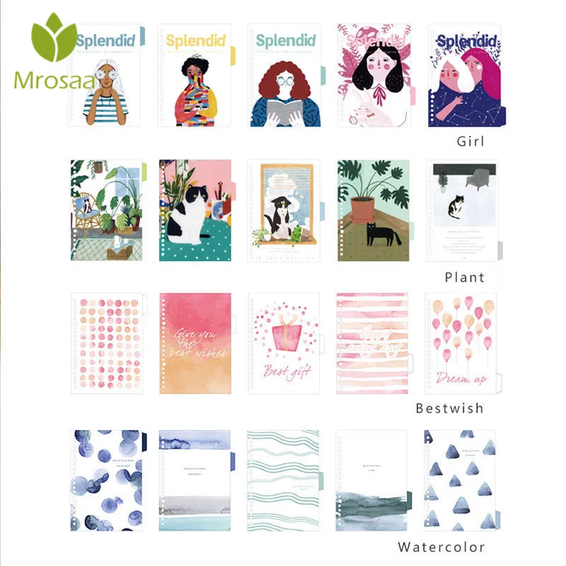 A5 A6 6 Holes Cute Bestwish Cat Girl Colored Notebook Loose Leaf Transparent PVC Separator Pages Notebook Paper Inside Pages
A5 A6 6 Holes Cute Bestwish Cat Girl Colored Notebook Loose Leaf Transparent PVC Separator Pages Notebook Paper Inside Pages